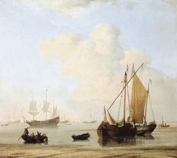 willem coenraetsz coymans Painting - Calm marine Willem van de Velde the Younger boat seascape